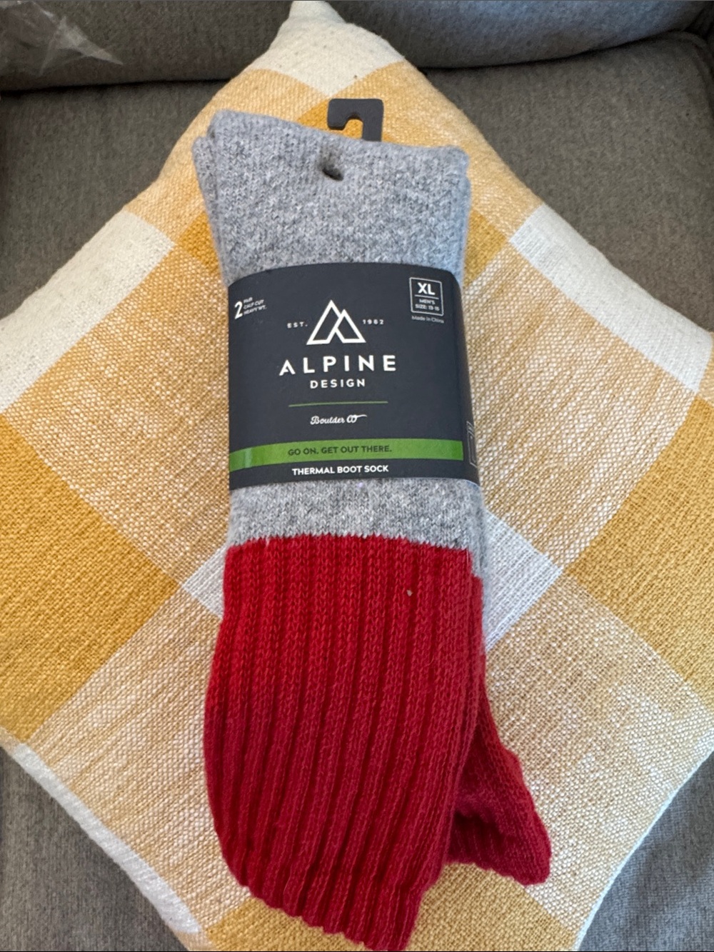 Alpine Design Men’s Thermal Boot Socks - Gray & Red
